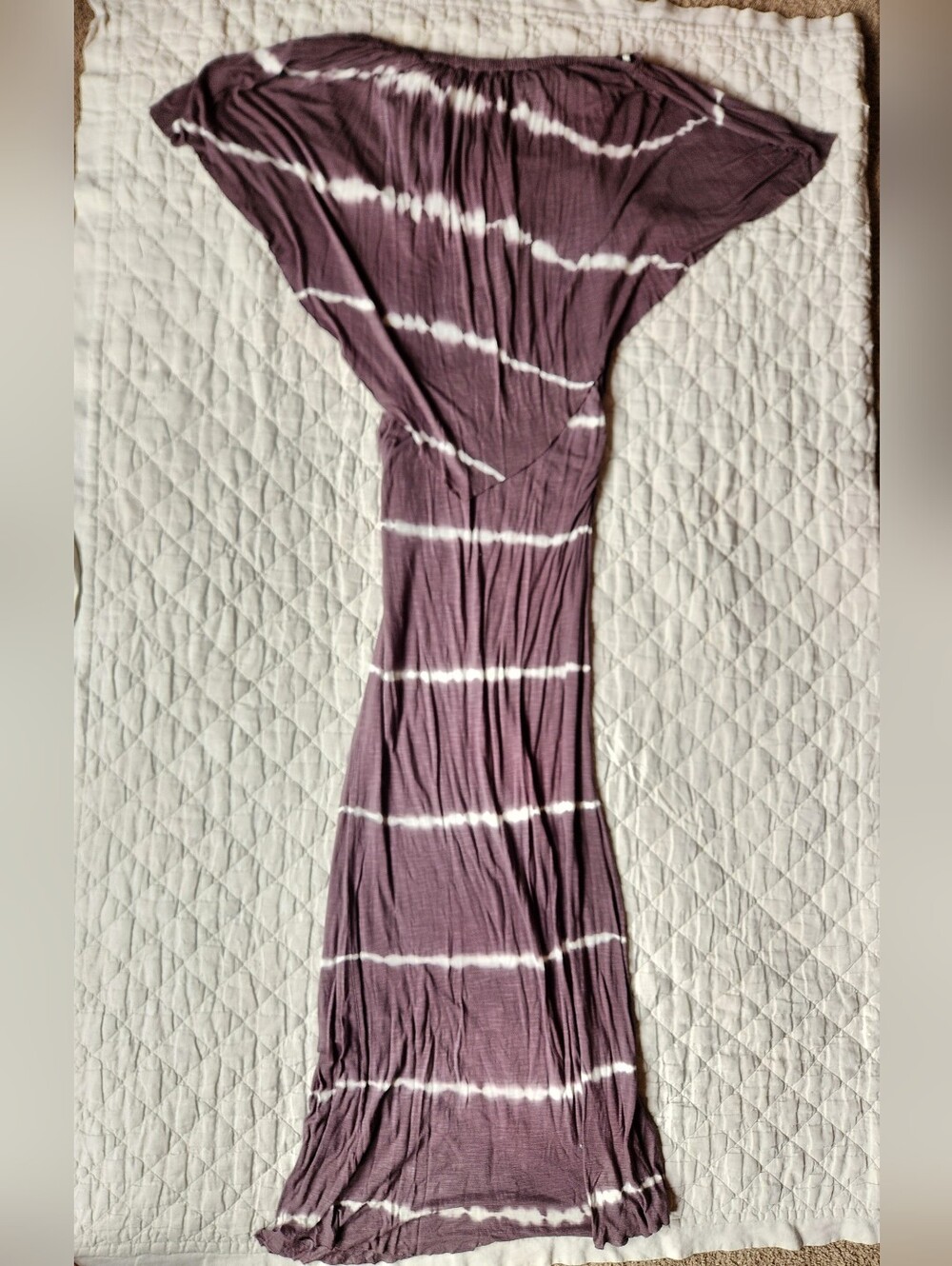 Young Fabulous & Broke Gray Tie-Dye Maxi Dress with White Accents